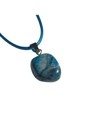 Blue Stone Pendant Necklace Jewelry Accessory Lightweight Natural Boho Teal Gift